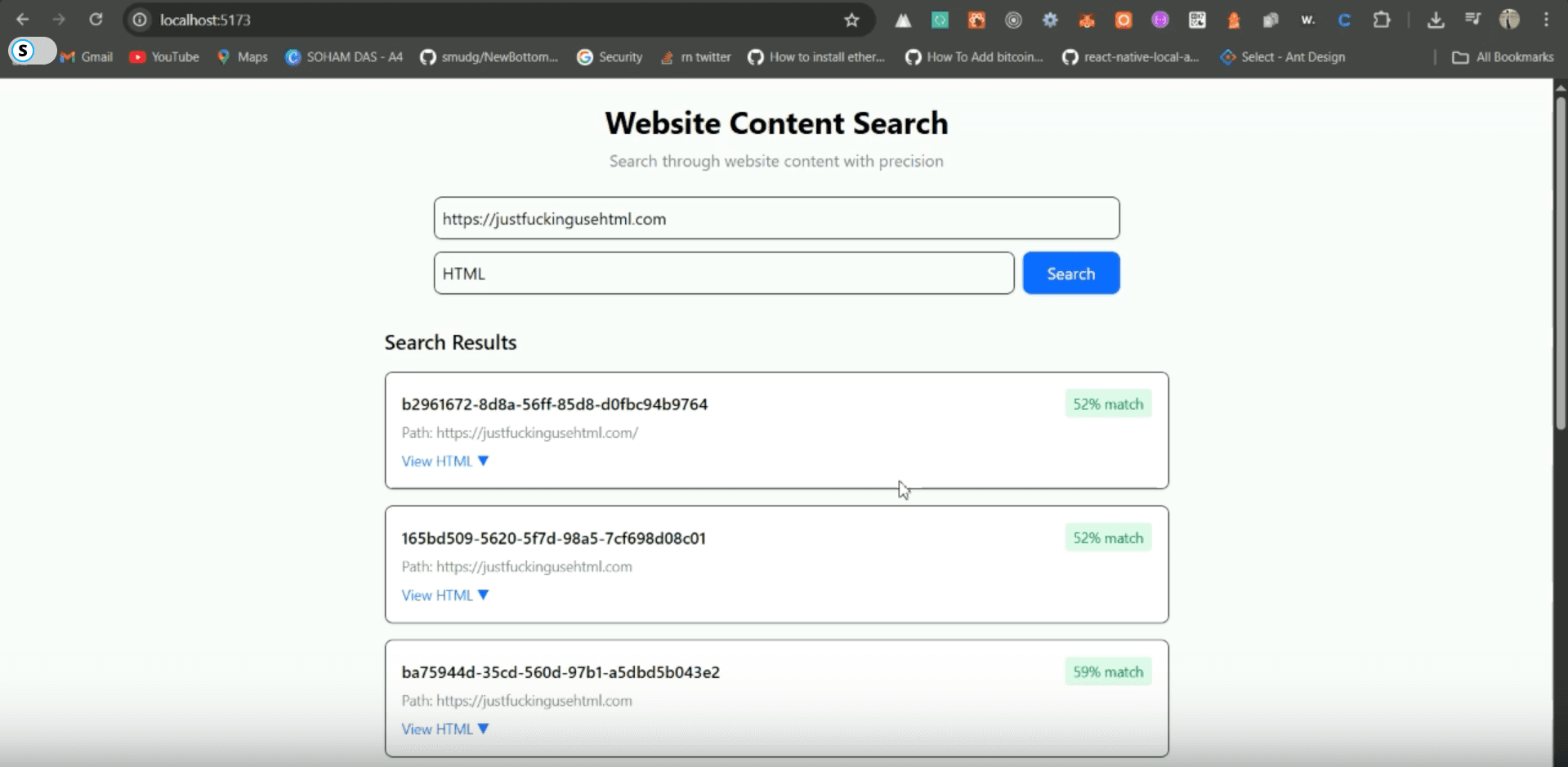 Website Content Search